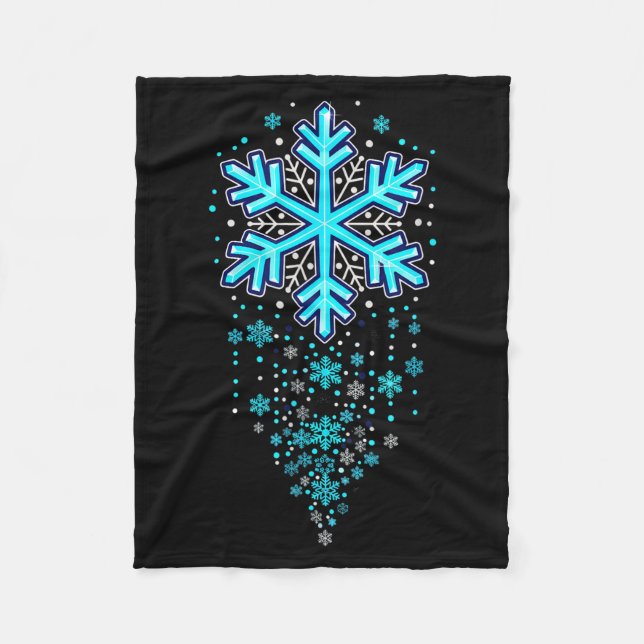 Winter Holiday Apparel - Blue Snowflake Cascade, I Fleece Blanket (Front)