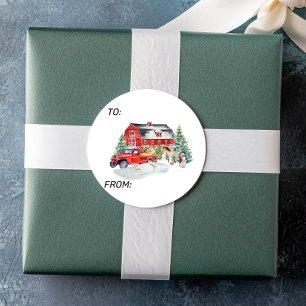 Winter Holiday Barn Farm Animals  Classic Round Sticker