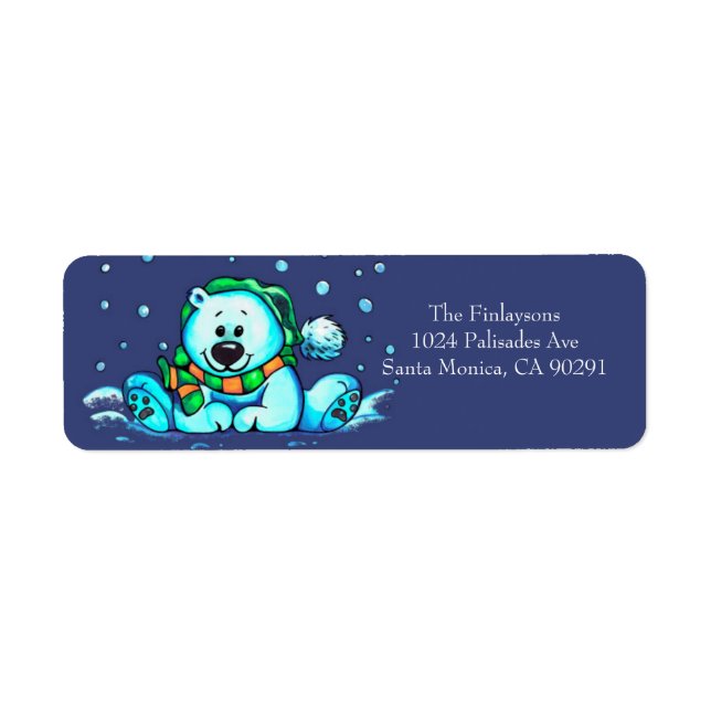 Winter Holiday Bear Return Address Label (Front)