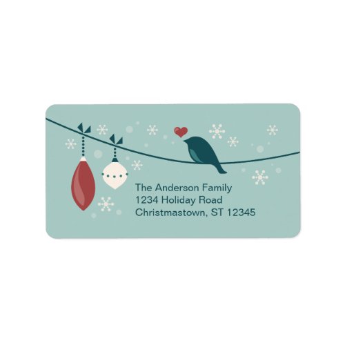 Winter Holiday Bird Label