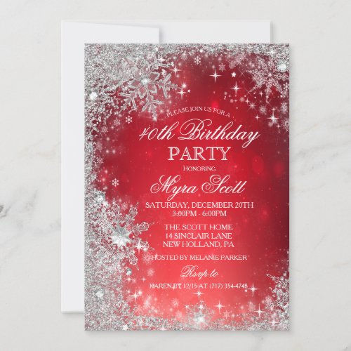 Winter Holiday Birthday Party Invitation