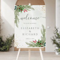 Winter Holiday Botanical Greenery Glitter Wedding