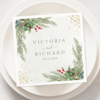 Winter Holiday Botanical Greenery Wedding