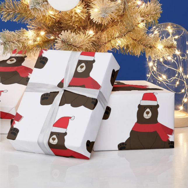 Winter Holiday Brown Bear  Wrapping Paper (Holidays)