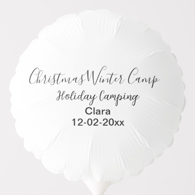 Winter holiday camping custom add name date balloon (Front)