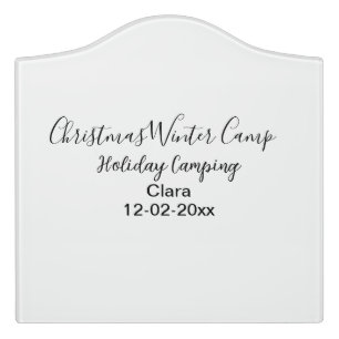 Winter holiday camping custom add name date door sign