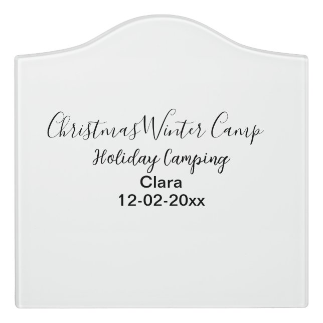 Winter holiday camping custom add name date door sign (Large Crest Front)