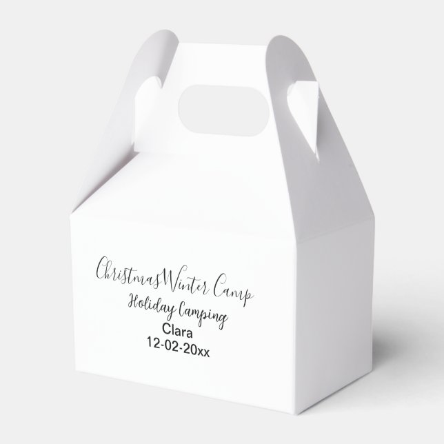 Winter holiday camping custom add name date favor boxes (Front Side)