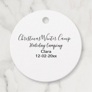 Winter holiday camping custom add name date favor tags