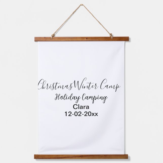 Winter holiday camping custom add name date hanging tapestry (Front)