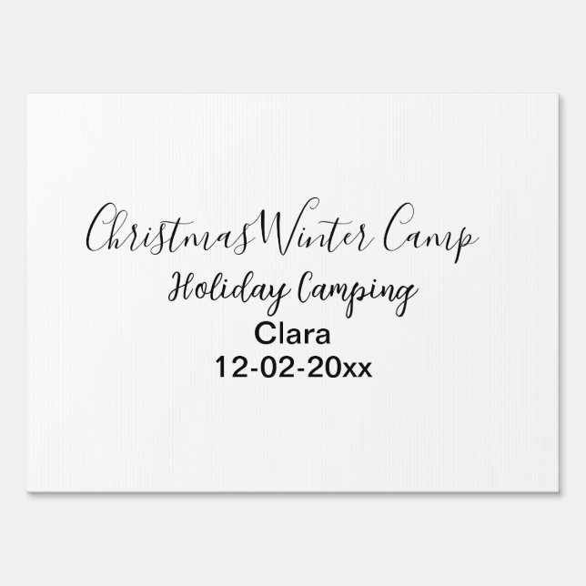 Winter holiday camping custom add name date sign (Front)