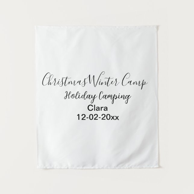 Winter holiday camping custom add name date tapestry (Front)