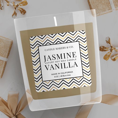 Winter Holiday Candle Label Black  Gold Minimal