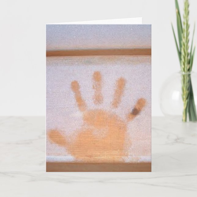 Winter Holiday Card: "hand print in frost" Card (Front)