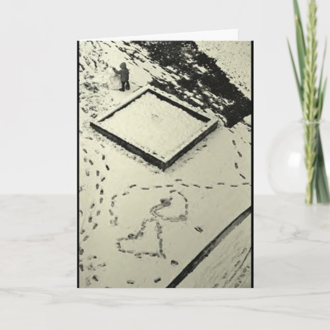 Winter Holiday Card: "Heartprints in the Snow" (Front)