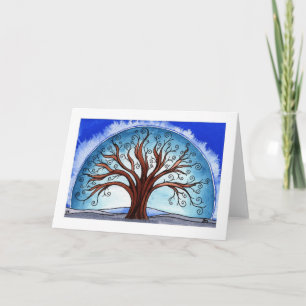 winter holiday card, "Spiral Tree"