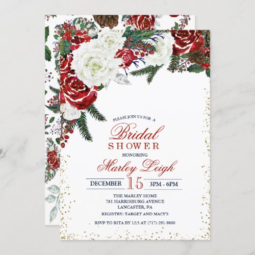 Winter Holiday Christmas Bridal Shower Invitation