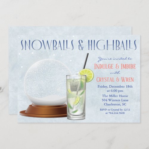 Winter Holiday Christmas Cocktails Invitation