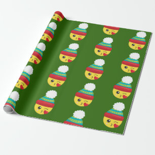 Winter Holiday Christmas Emoji Wrapping Paper
