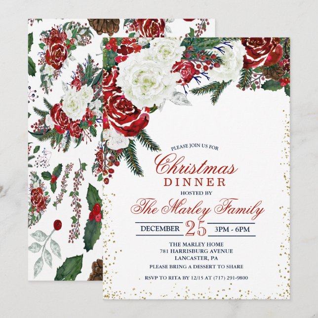Winter Holiday Christmas Invitation (Front/Back)
