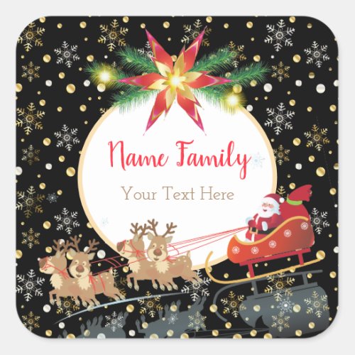 Winter Holiday Christmas  New Year Santa Gifts Square Sticker