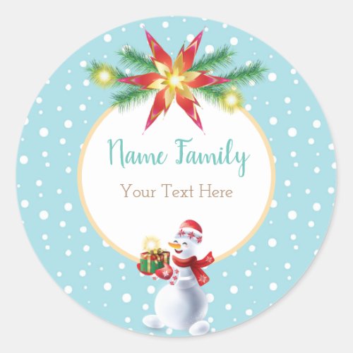 Winter Holiday Christmas  New Year Snowman Classic Round Sticker