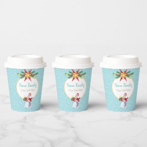Winter Holiday Christmas  New Year Snowman Paper Cups