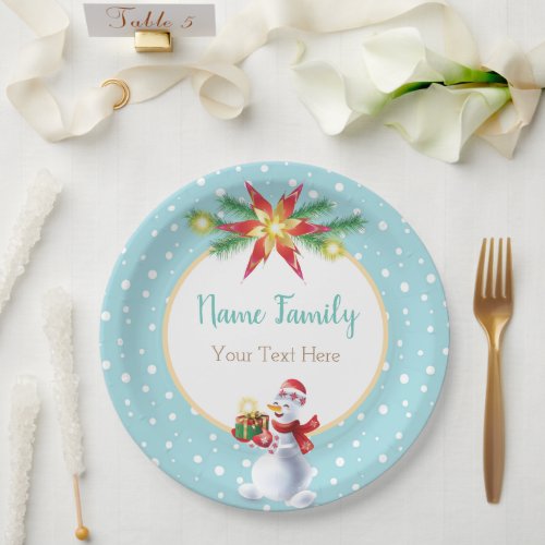 Winter Holiday Christmas  New Year Snowman Paper Plates