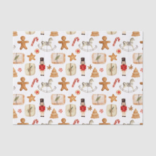 Winter Holiday Christmas Nutcracker Cookie Pattern Tissue Paper