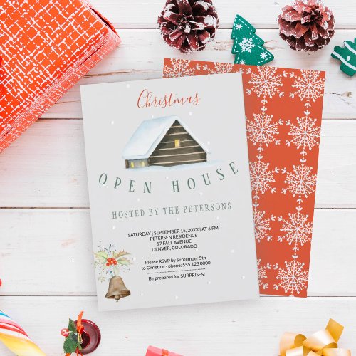 Winter Holiday Christmas Open House Party Modern Invitation