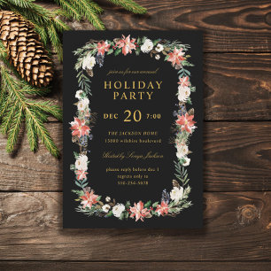 Winter Holiday Christmas Party Black Custom Color Invitation