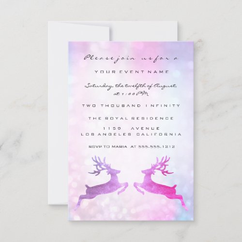 Winter Holiday Christmas Party Pink Holographic Invitation