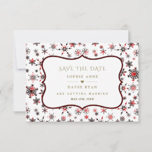 Winter Holiday Christmas Red Buffalo Wedding Save The Date