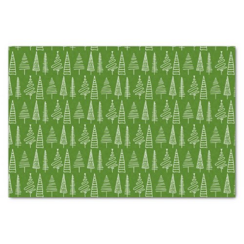 Winter Holiday Christmas Tree Line Pattern Green Tissue Paper