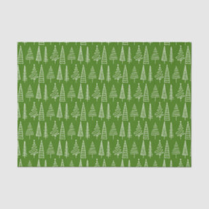 Winter Holiday Christmas Tree Line Pattern Green Tissue Paper