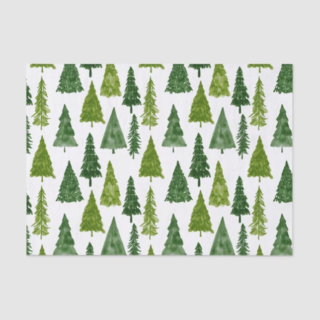 Winter Holiday Christmas Tree Pattern  Tissue Pape Tissue Paper (Front)