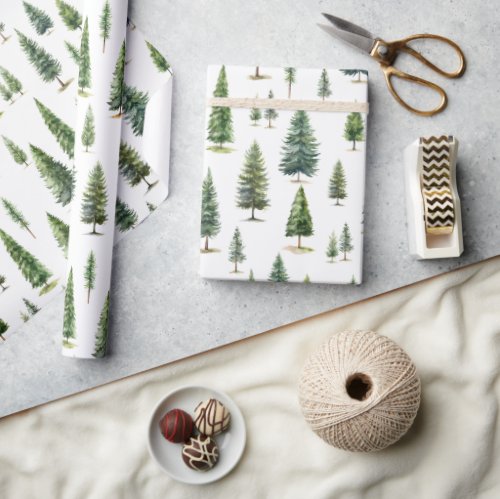 Winter Holiday Christmas Tree Pattern  Wrapping Paper