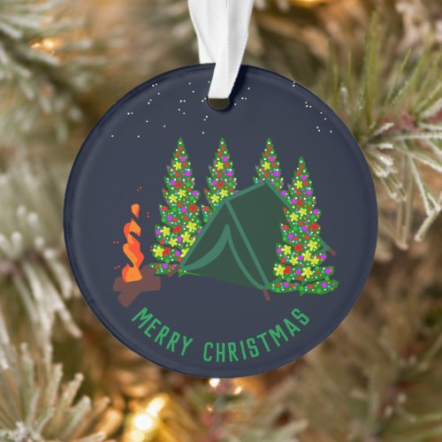 Winter Holiday Christmas Trees Camping Tent Fire Ornament