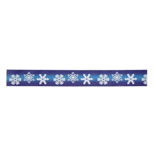 Winter Holiday Christmas White Snowflake Pattern Satin Ribbon | Zazzle