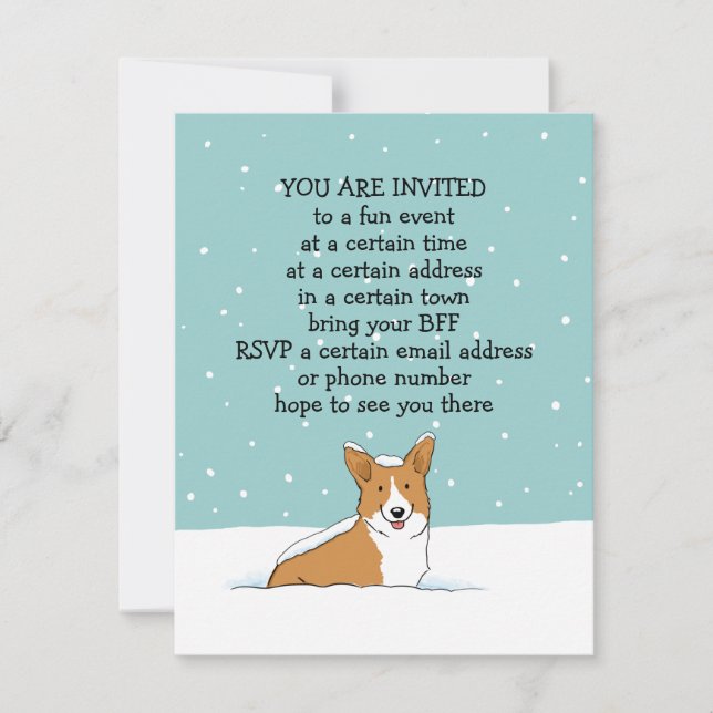 Winter Holiday Corgi Party Announcements (Front)