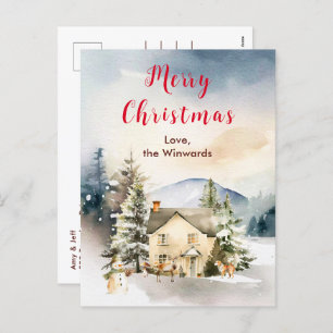 Winter Holiday Cottage Merry Christmas