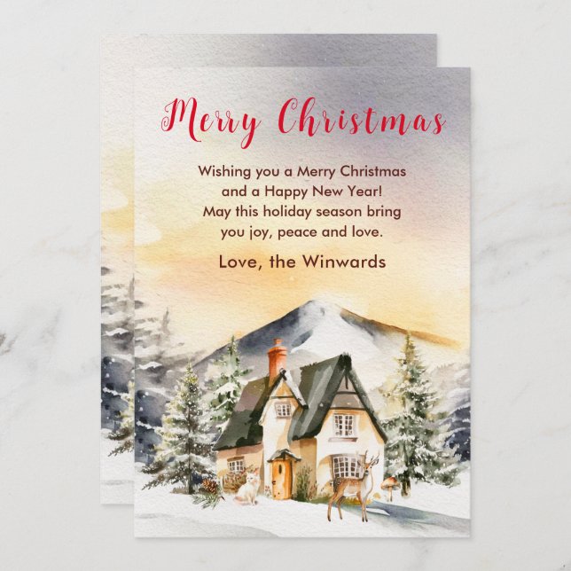 Winter Holiday Cottage Merry Christmas (Front/Back)