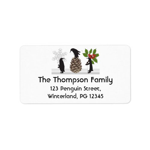 Winter Holiday Cute Funny Penguin Return Address Label