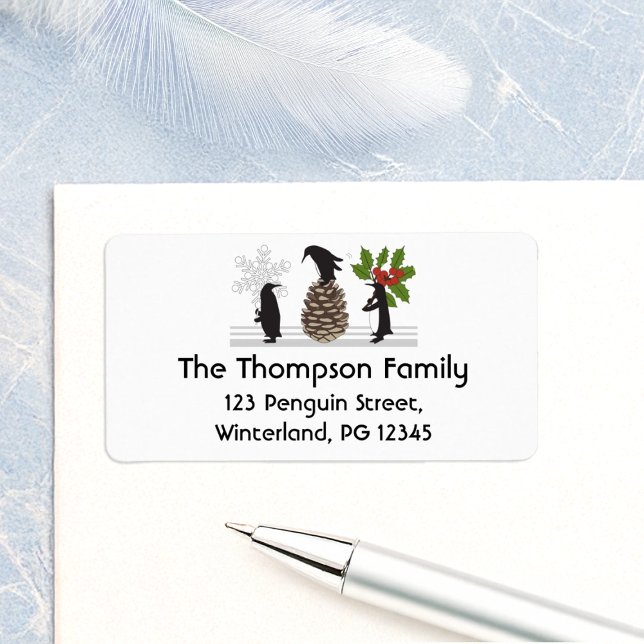 Winter Holiday Cute Funny Penguin Return Address Label (Creator Uploaded)
