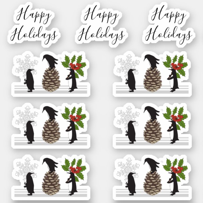 Winter Holiday Cute Funny Penguins