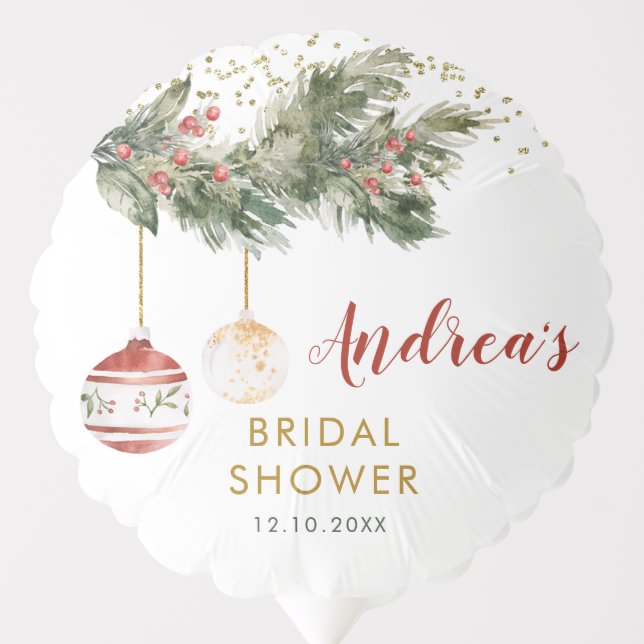 Winter Holiday Deck the Halls Bridal Shower Balloon (Front)