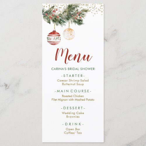 Winter Holiday Deck the Halls Bridal Shower Menu