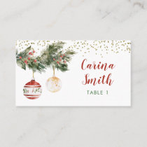 Winter Holiday Deck the Halls Bridal Shower Place Card