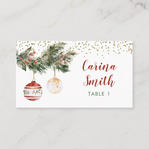 Winter Holiday Deck the Halls Bridal Shower Place Card