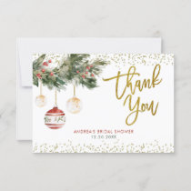 Winter Holiday Deck the Halls Bridal Shower Thank You Card